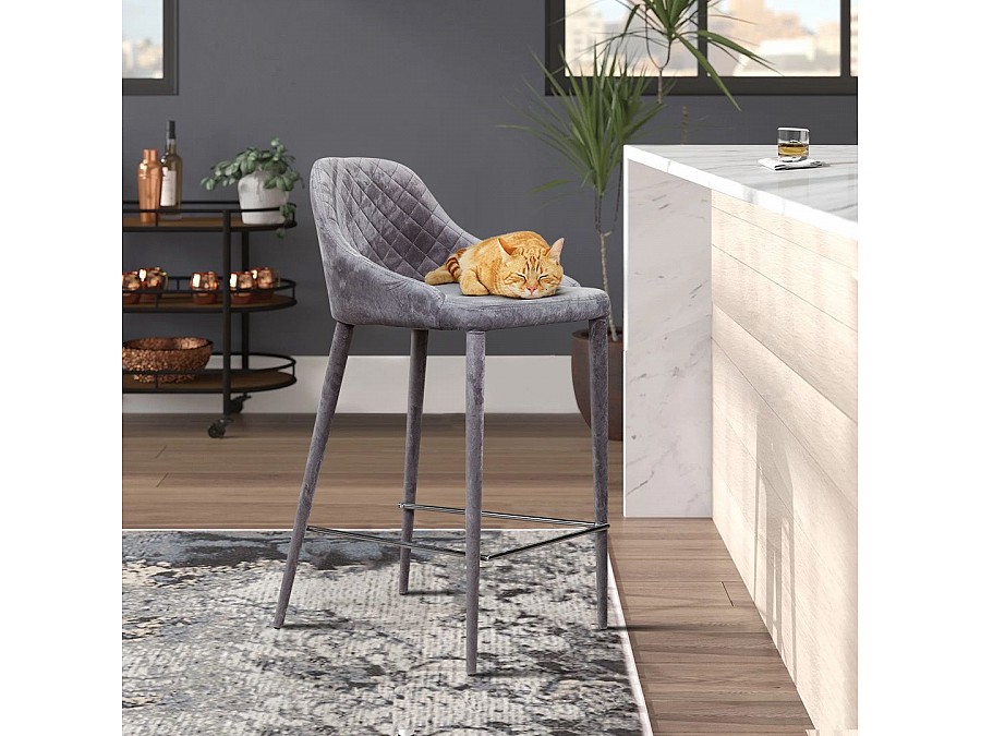 Стул полубарный Douglas, бархат серый