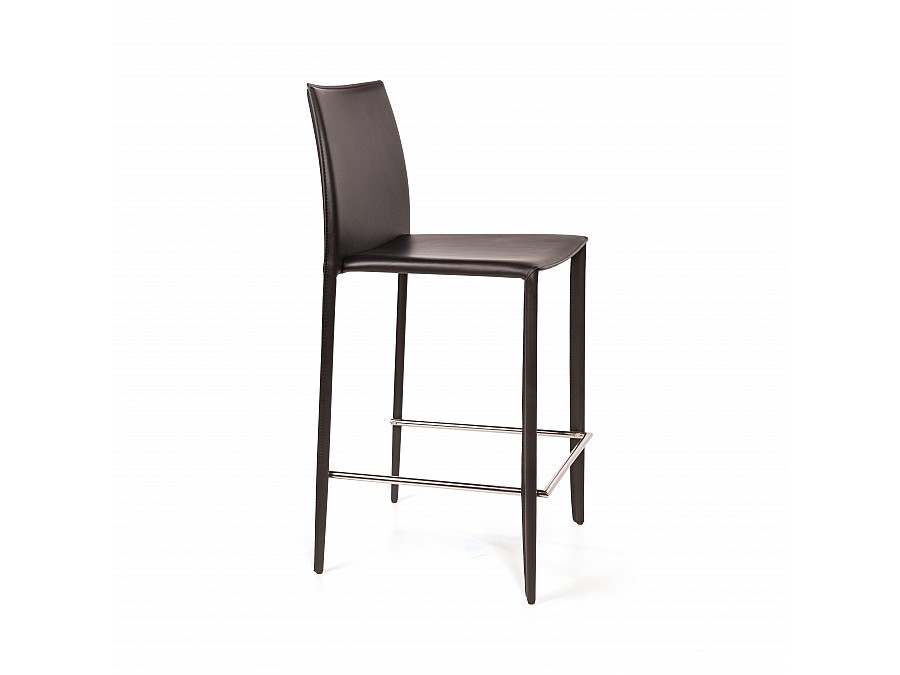Стул полубарный Rolf, кожа черный