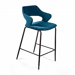 Стул полубарный Woddy, бархат сине-зеленый