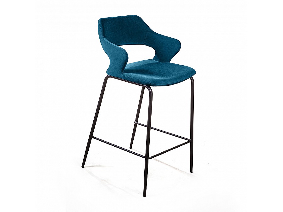 Стул полубарный Woddy, бархат сине-зеленый