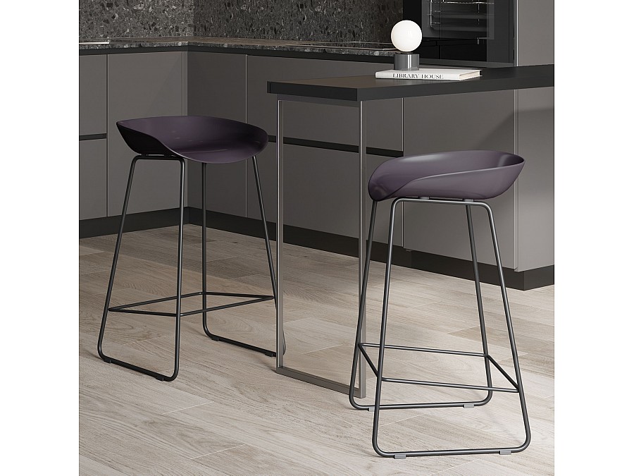 Стул полубарный Leo пластик серый