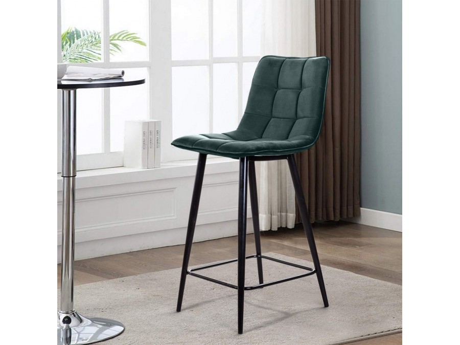 Стул полубарный Уно, бархат зелёный 19/ чёрный конус