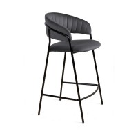 Стул полубарный Kelly, бархат серый 27