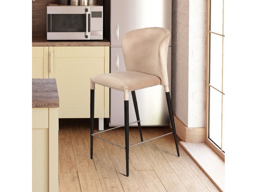 Стул полубарный Albert, бархат бежевый 5/опора конус