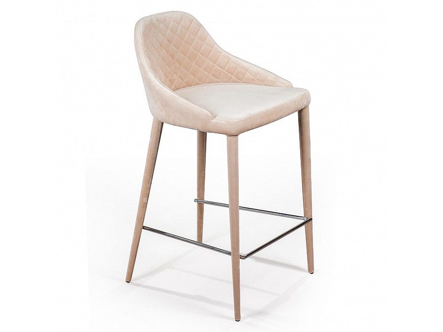 Стул полубарный Douglas, бархат бежевый