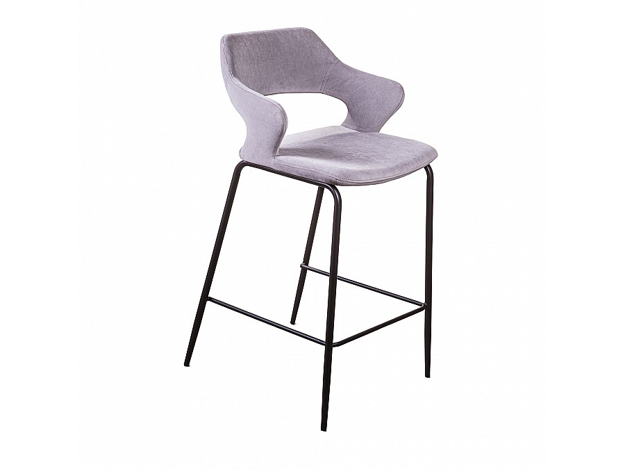 Стул полубарный Woddy, бархат серый