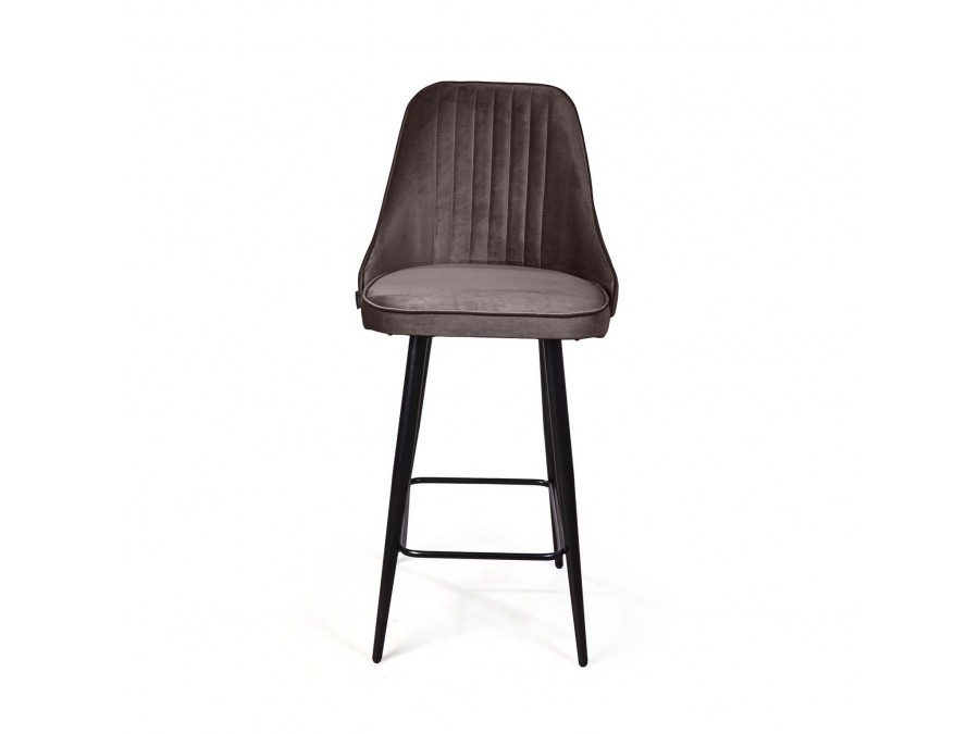 Стул полубарный Berg, бархат антрацит 14/ чёрный конус