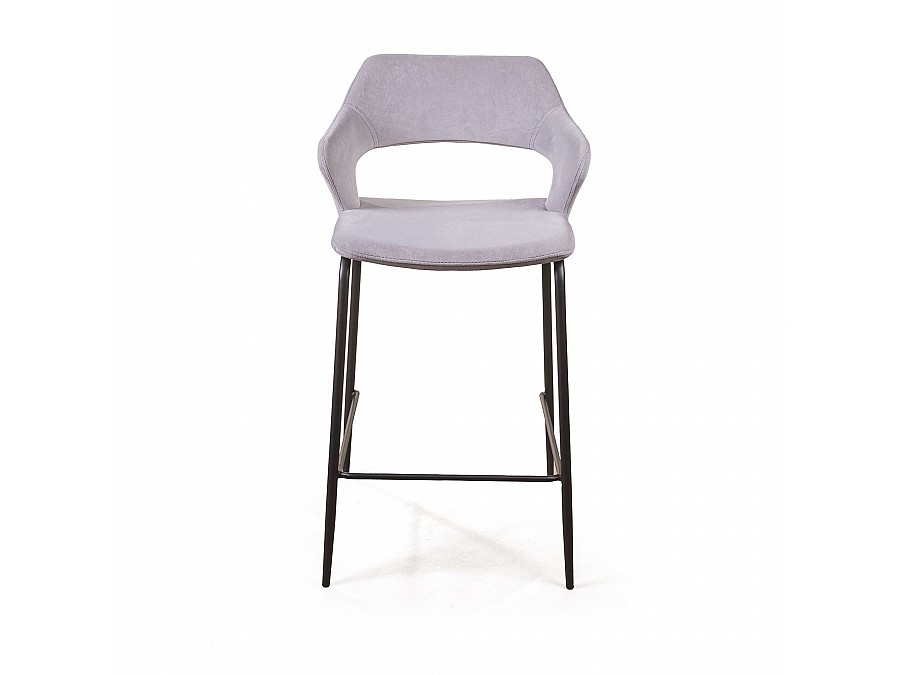 Стул полубарный Woddy, бархат серый
