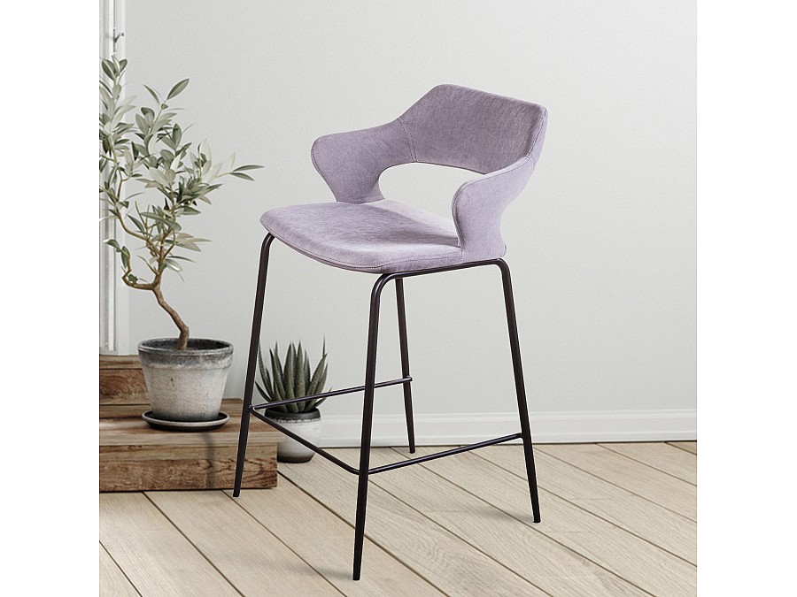 Стул полубарный Woddy, бархат серый