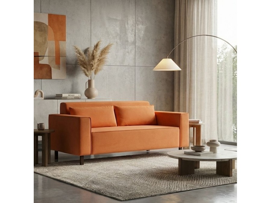 Клаб диван-кровать прямой, велюр Frost fox