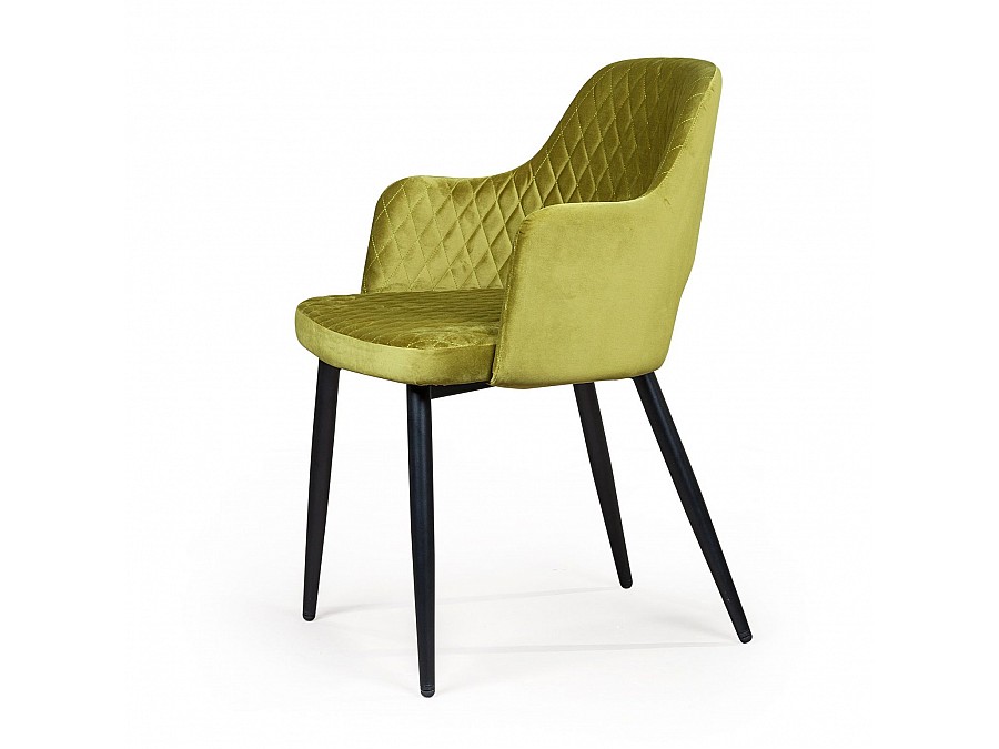 Стул с подлокотниками William,бархат оливковый