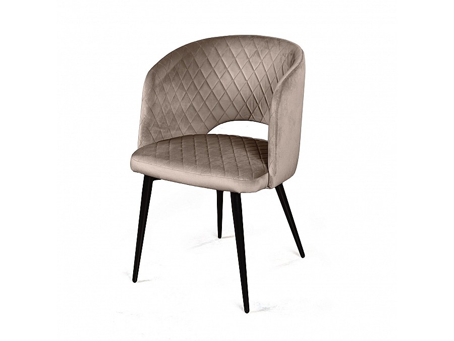 Кресло William ромб, бархат пепельно-бежевый 25/ черный конус