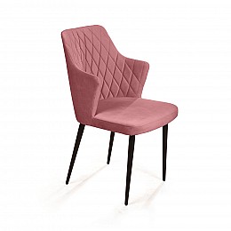 Стул с подлокотниками Hunt ромб, бархат пудровый 15 / чёрный конус