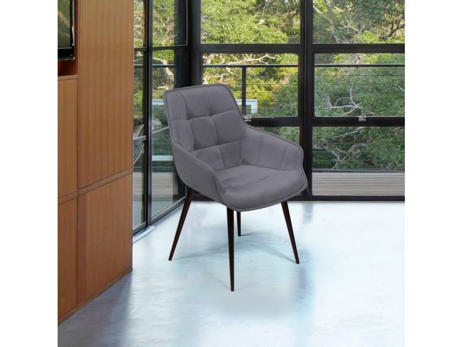 Стул Capri  поворотный 360 градусов, бархат серый 27 / опора конус