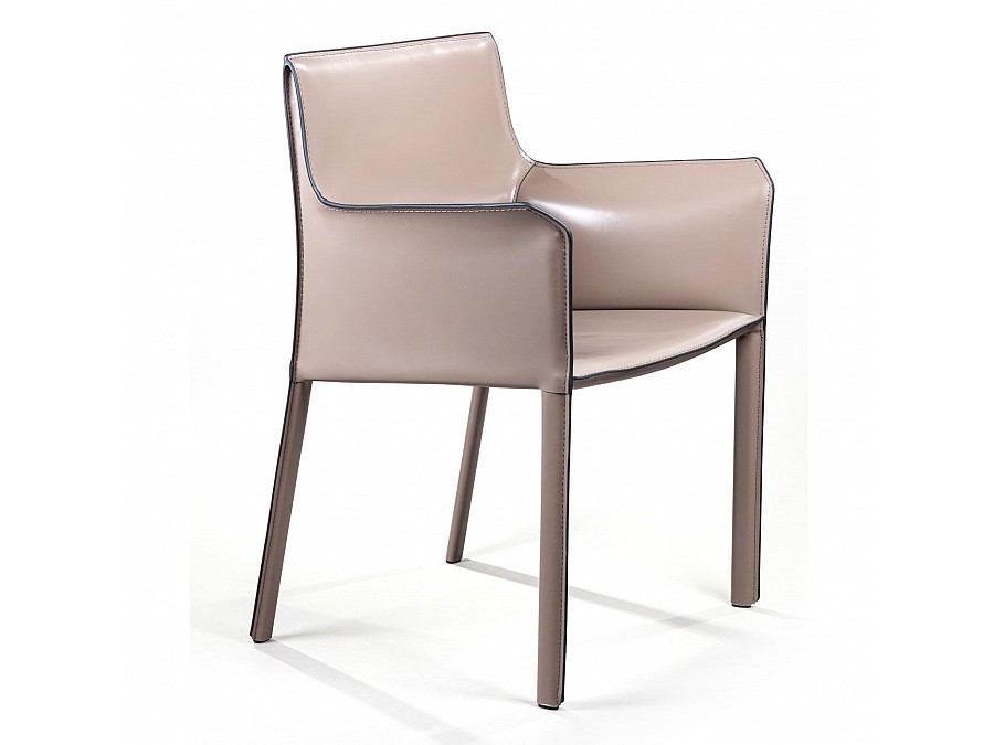 Стул с подлокотниками Barrie, кожа капучино