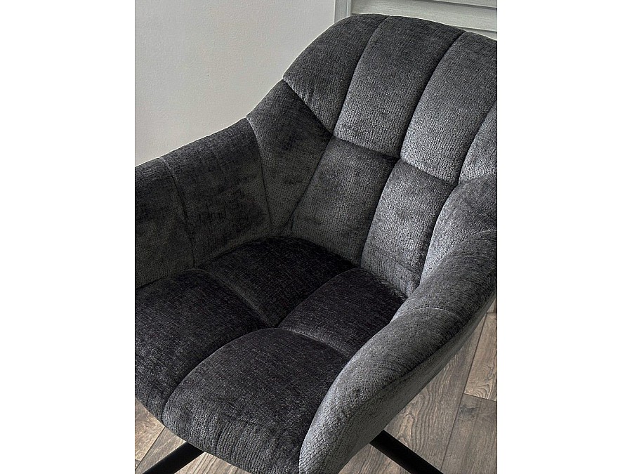 Стул Abba шенилл темно-серый, поворотно-возвратный механизм 180 градусов с возвратом