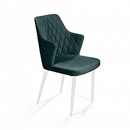 Стул с подлокотниками Hunt ромб, бархат зеленый 19 / белый конус
