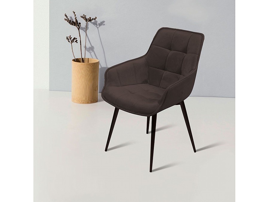 Стул с подлокотниками Capri, бархат антрацит 14 / опора конус