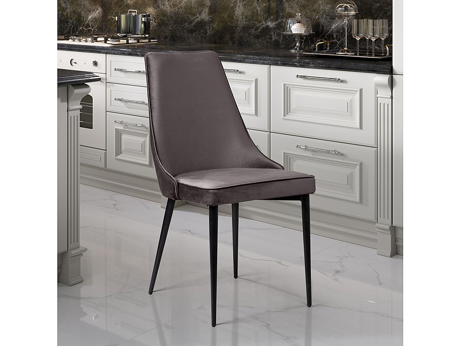 Стул Oliver, бархат антрацит 14/ чёрный конус