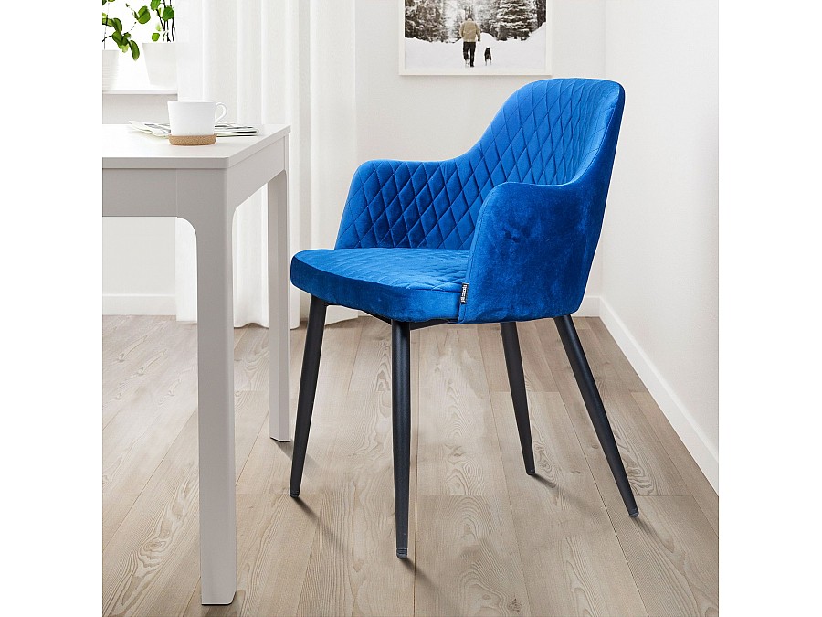 Стул с подлокотниками William, бархат кобальтовый