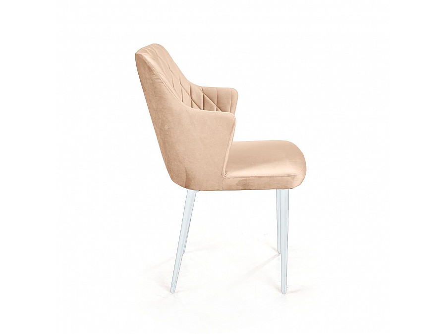 Стул с подлокотниками Hunt ромб, бархат бежевый 5 / белый конус