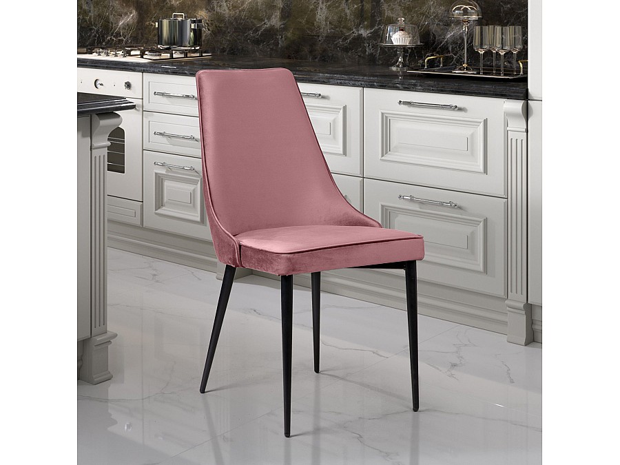 Стул Oliver, бархат пудровый 15/ чёрный конус