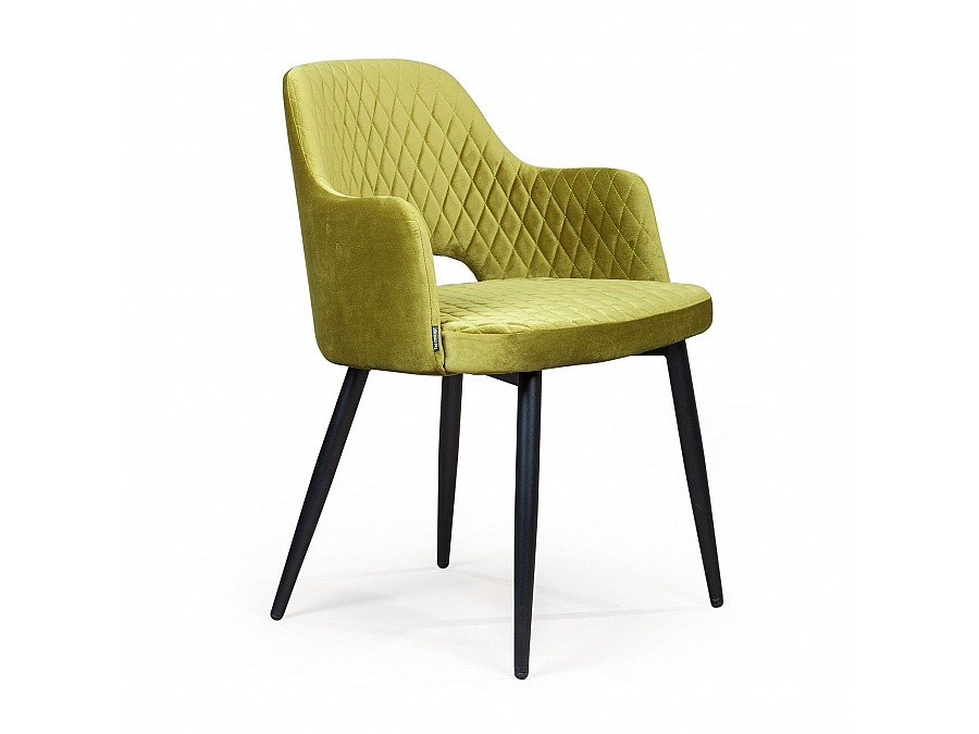 Стул с подлокотниками William,бархат оливковый