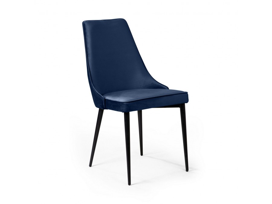 Стул Oliver, бархат синий 29/ чёрный конус