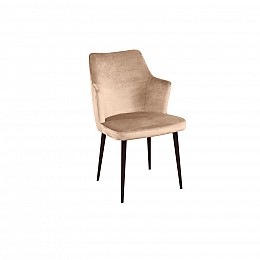 Стул с подлокотниками Hunt, бархат бежевый 5 / чёрный конус