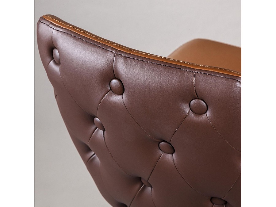 Стул Lucas, экокожа коричневый, золотистый декор на ножках