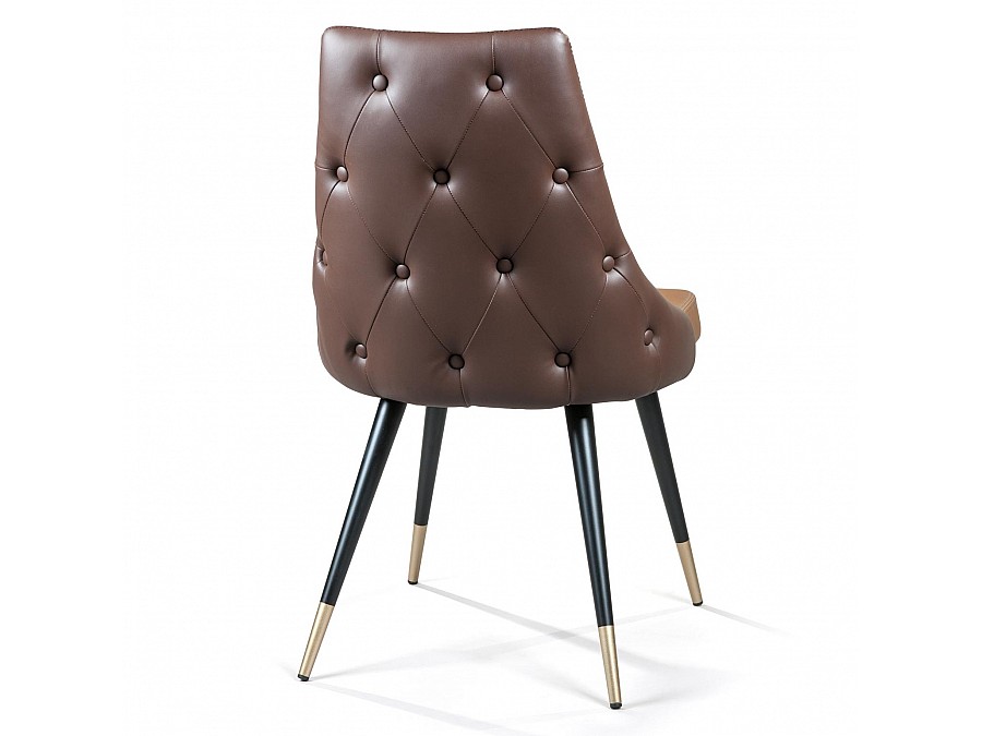 Стул Lucas, экокожа коричневый, золотистый декор на ножках
