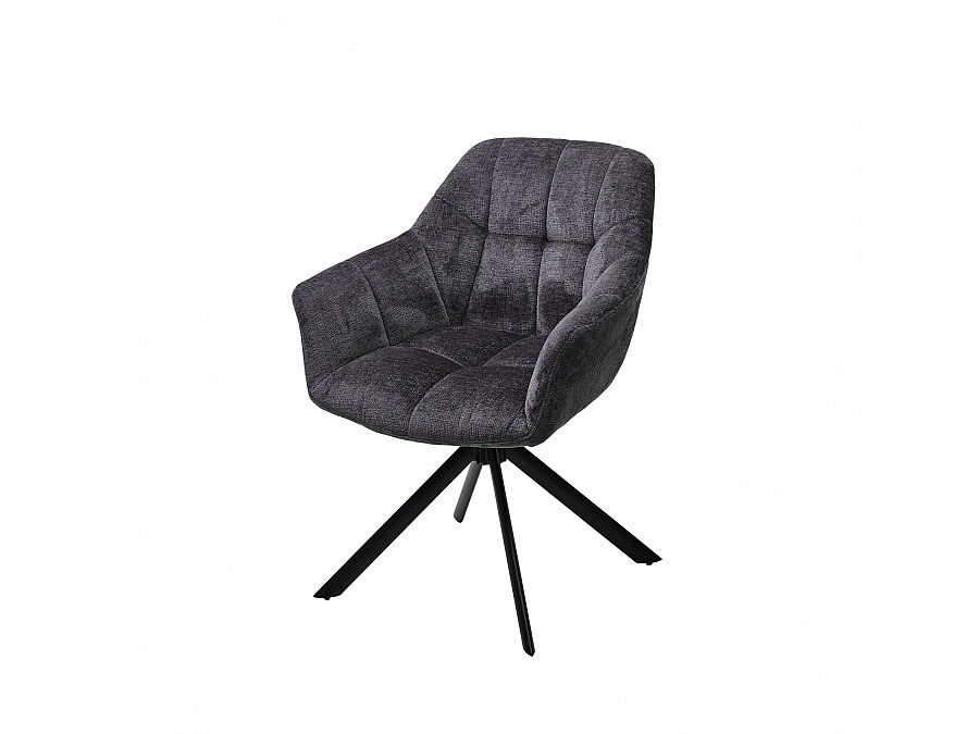 Стул Abba шенилл темно-серый, поворотно-возвратный механизм 180 градусов с возвратом