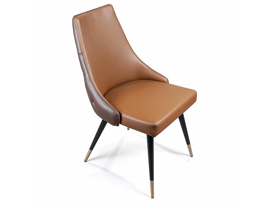 Стул Lucas, экокожа коричневый, золотистый декор на ножках