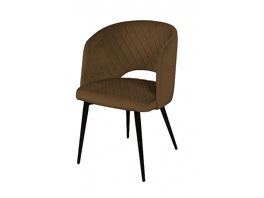 Кресло William ромб, бархат коричневый 12/ черный конус