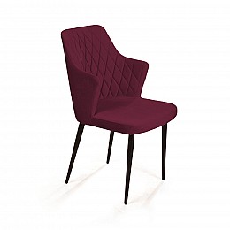 Стул с подлокотниками Hunt ромб, бархат красный 16 new / чёрный конус