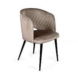 Кресло William ромб, бархат пепельно-бежевый 25/ черный конус