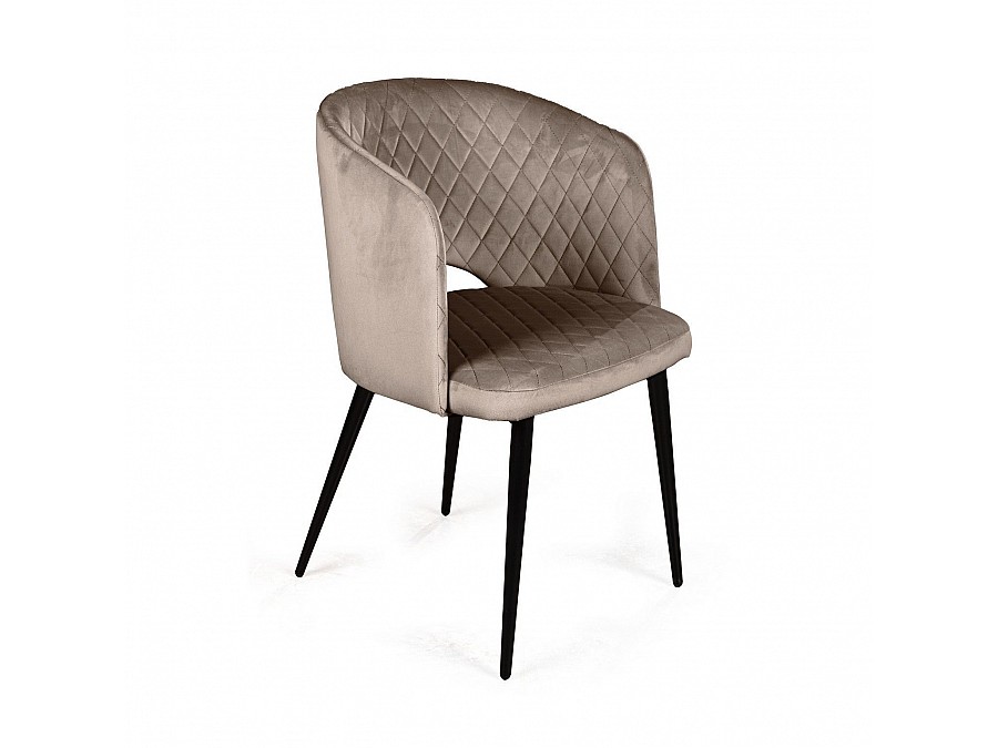 Кресло William ромб, бархат пепельно-бежевый 25/ черный конус
