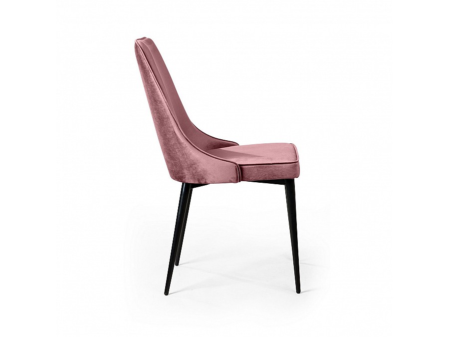 Стул Oliver, бархат пудровый 15/ чёрный конус