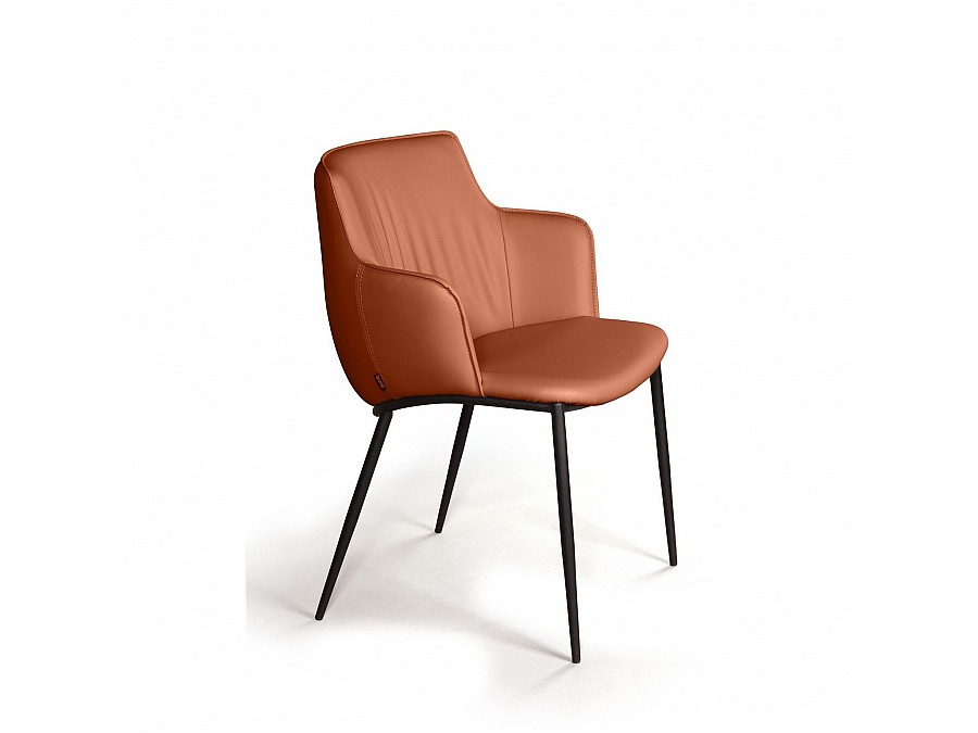 Стул с подлокотниками Sofia, экокожа soft-touch, терракот