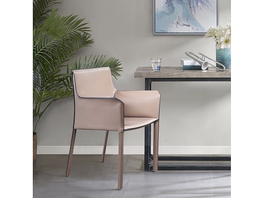 Стул с подлокотниками Barrie, кожа капучино