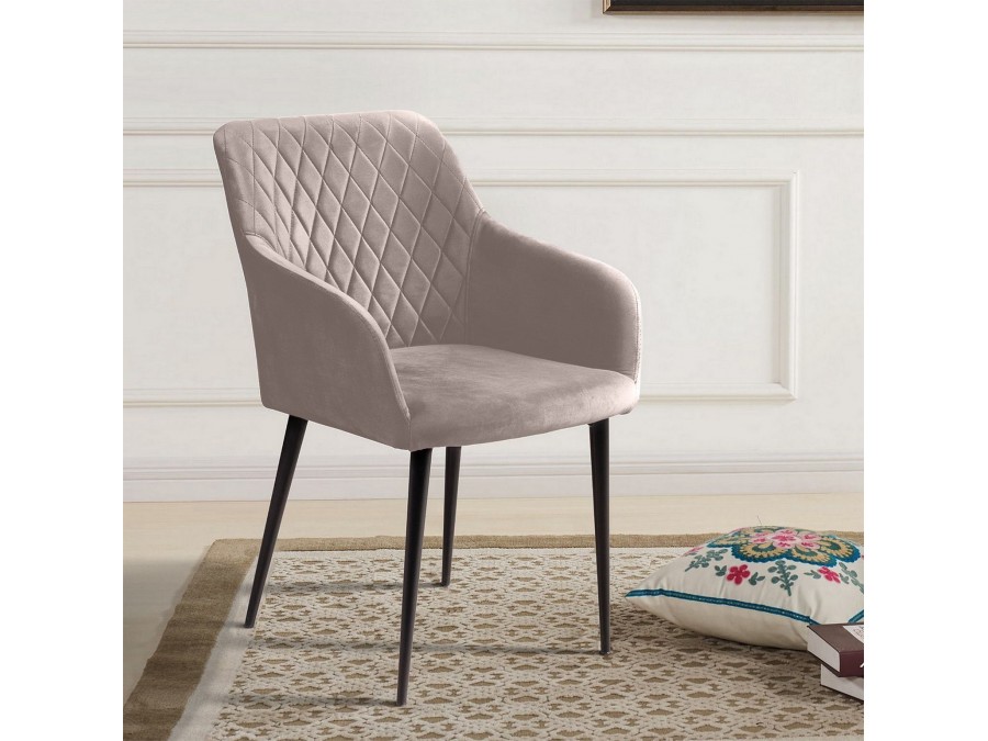 Стул с подлокотниками Robert, бархат пепельно-бежевый 25