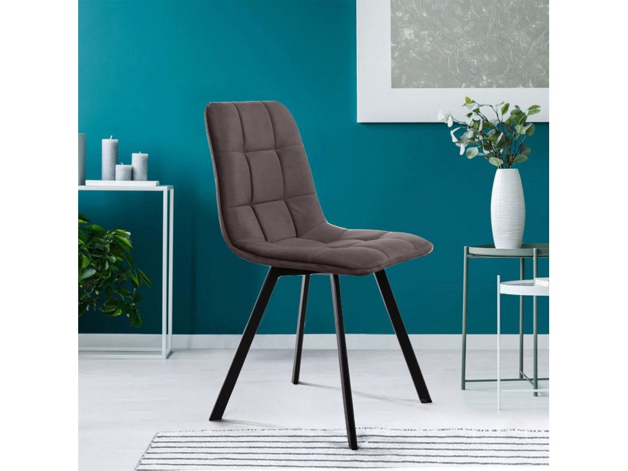 Стул Уно, бархат антрацит 14/ чёрный профиль