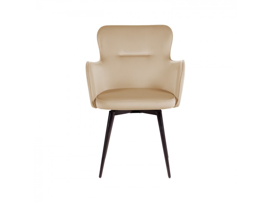 Стул c подлокотниками King, поворотный на 360 градусов, бархат бежевый 05