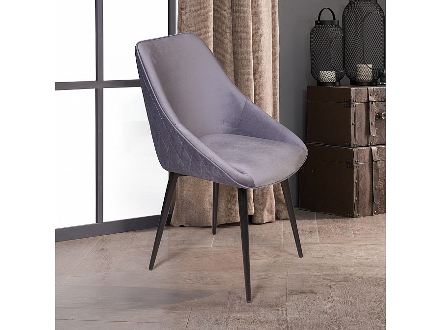 Стул Neo ромб, бархат светло-серый 26/опора конус