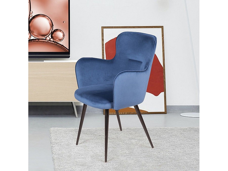 Стул с подлокотниками King, бархат синий 29