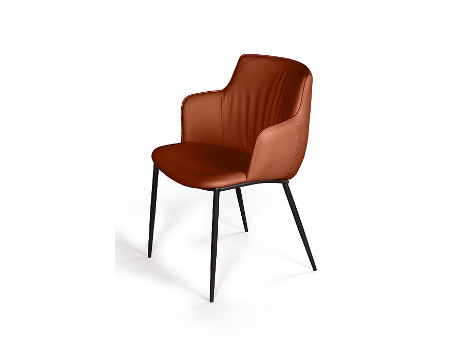 Стул с подлокотниками Sofia, экокожа soft-touch, терракот