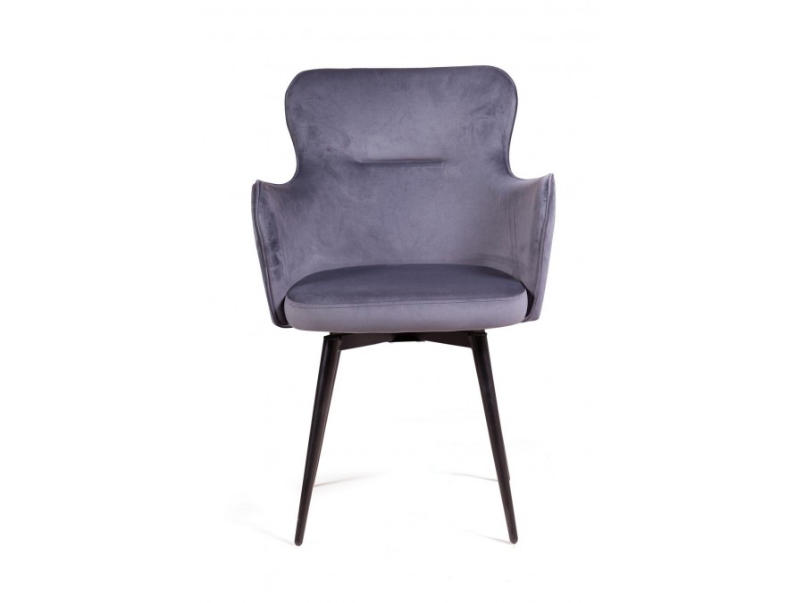 Стул c подлокотниками King, поворотный на 360 градусов, бархат серый 27