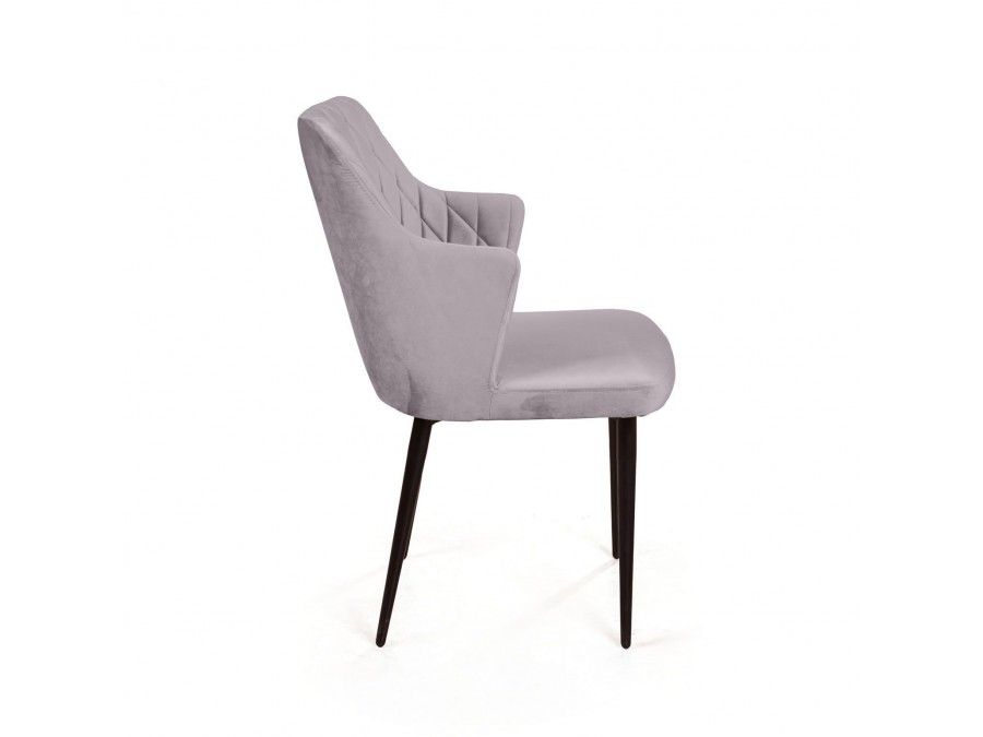 Стул с подлокотниками Hunt ромб, бархат светло-серый 26 / чёрный конус