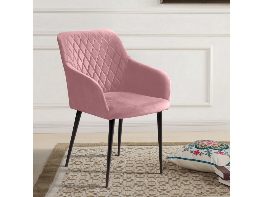 Стул с подлокотниками Robert, бархат пудровый 15