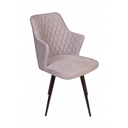 Стул поворотный на 360 градусов Hunt ромб, бархат пепельно-бежевый 25 / чёрный конус